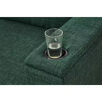 Canapé de salon MAYEERTY 93.7 de style moderne en tissu, avec accoudoirs carrés et porte-gobelet, en polyester rembourré, vert