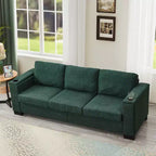 Canapé de salon MAYEERTY 93.7 de style moderne en tissu, avec accoudoirs carrés et porte-gobelet, en polyester rembourré, vert