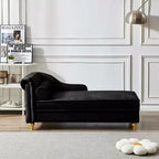MAYEERTY Modern Upholstered Chaise Sofa with Storage Upholstered Velvet for Living Room Bedroom Black