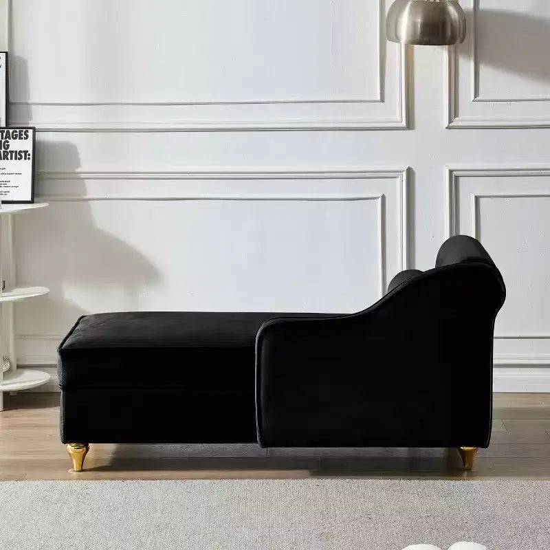MAYEERTY Canapé de relaxation moderne rembourré avec rangement en velours pour salon ou chambre à coucher, noir