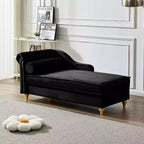 MAYEERTY Canapé de relaxation moderne rembourré avec rangement en velours pour salon ou chambre à coucher, noir