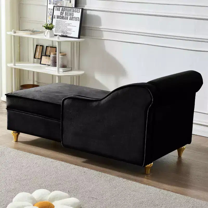 MAYEERTY Canapé de relaxation moderne rembourré avec rangement en velours pour salon ou chambre à coucher, noir