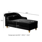 MAYEERTY Canapé de relaxation moderne rembourré avec rangement en velours pour salon ou chambre à coucher, noir