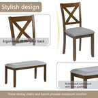 sumyeg Ensemble de salle à manger 6 pièces en bois avec table, 4 chaises rembourrées et banc