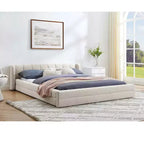 MAYEERTY Cadre de lit Queen Size rembourré avec tête de lit en tissu épais Structure solide pour Chambre Beige