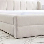 MAYEERTY Cadre de lit Queen Size rembourré avec tête de lit en tissu épais Structure solide pour Chambre Beige