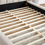 MAYEERTY Cadre de lit Queen Size rembourré avec tête de lit en tissu épais Structure solide pour Chambre Beige