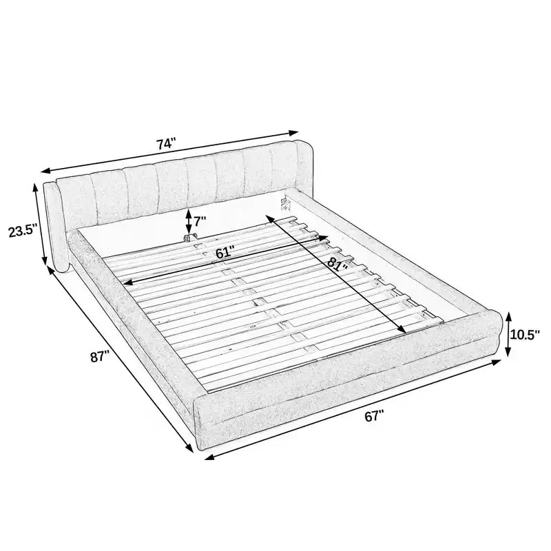 MAYEERTY Cadre de lit Queen Size rembourré avec tête de lit en tissu épais Structure solide pour Chambre Beige
