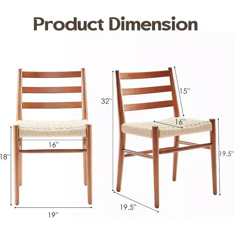 Chaises de salle à manger Okak en bois avec assise tressée, chaises de salle à manger en métal entièrement assemblées avec dossier à lattes, chaises sans accoudoirs pour salon