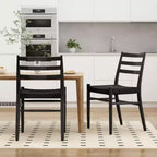 Chaises de salle à manger Okak en bois avec assise tressée, chaises de salle à manger en métal entièrement assemblées avec dossier à lattes, chaises sans accoudoirs pour salon