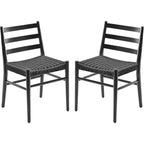 Chaises de salle à manger Okak en bois avec assise tressée, chaises de salle à manger en métal entièrement assemblées avec dossier à lattes, chaises sans accoudoirs pour salon