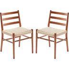 Chaises de salle à manger Okak en bois avec assise tressée, chaises de salle à manger en métal entièrement assemblées avec dossier à lattes, chaises sans accoudoirs pour salon