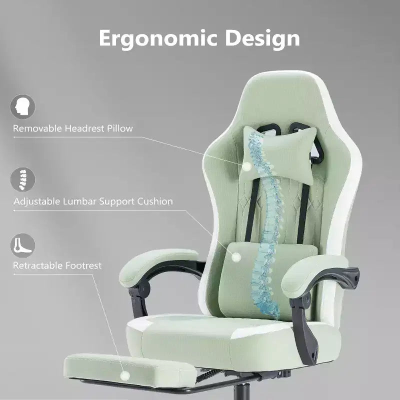 Chaise de bureau ergonomique TUYOHW avec accoudoirs rembourrés, chaise de jeu avec support lombaire, chaise roulante pivotante avec roulettes pour la maison, le bureau