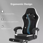 Chaise de bureau ergonomique TUYOHW avec accoudoirs rembourrés, chaise de jeu avec support lombaire, chaise roulante pivotante avec roulettes pour la maison, le bureau