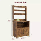 Étagère de boulangerie de ferme avec étagère réglable, support de micro-ondes avec armoire de rangement - Vaisselier de cuisine, pour l'organisation du garde-manger, les épices, la vaisselle