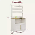 Étagère de boulangerie de ferme avec étagère réglable, support de micro-ondes avec armoire de rangement - Vaisselier de cuisine, pour l'organisation du garde-manger, les épices, la vaisselle