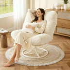 Oversize 360 Swivel Plush Lounge Chair with Metal Rocking Base, Winter Rattan Rocking Papasan Chair with 6.3 Comfy Deep Seat Thick Cushion