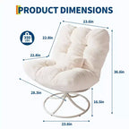 Fauteuil lounge rotatif 360° surdimensionné avec base à bascule en métal, Fauteuil à bascule Papasan en rotin d'hiver avec coussin épais et moelleux de 6,3 po