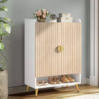 TUYOHW Armoire à Chaussures à 7 Niveaux, Organisateur de Rangement de Chaussures Grande Capacité avec Étagères Réglables et Portes, Meuble d'Entrée Autonome pour Plus de 20 Paires, Naturel