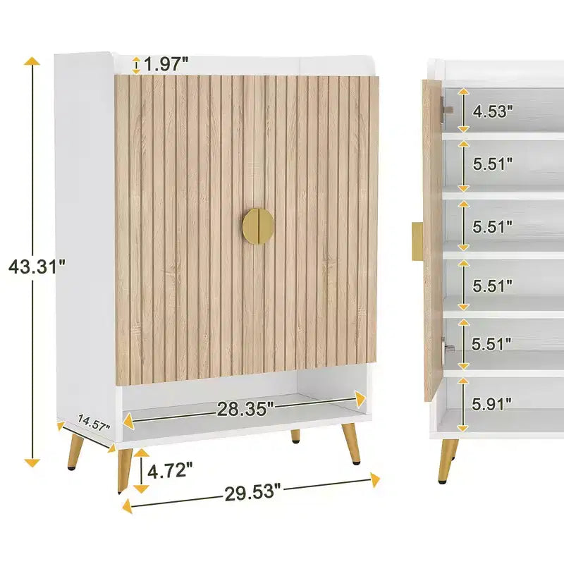 TUYOHW Armoire à Chaussures à 7 Niveaux, Organisateur de Rangement de Chaussures Grande Capacité avec Étagères Réglables et Portes, Meuble d'Entrée Autonome pour Plus de 20 Paires, Naturel