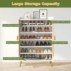TUYOHW Armoire à Chaussures à 7 Niveaux, Organisateur de Rangement de Chaussures Grande Capacité avec Étagères Réglables et Portes, Meuble d'Entrée Autonome pour Plus de 20 Paires, Naturel