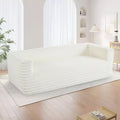 TUYOHW 89 Inch Modern Corduroy Couch,3-Seater Plush Sofa for Living Room,Small Space,Office,Apartment,No Assembly Required,White