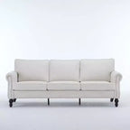 TUYOHW Canapé 3 places en similicuir de 210 cm avec clous décoratifs pour salon, appartement, bureau, beige