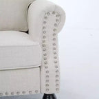 TUYOHW Canapé 3 places en similicuir de 210 cm avec clous décoratifs pour salon, appartement, bureau, beige