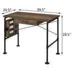 TUYOHW 39.5 Bureau rectangulaire, Bureau d'étude en chêne vieilli avec 3 étagères ouvertes, 1 tiroir, pieds en métal noir, Bureau d'ordinateur moderne pour bureau, maison