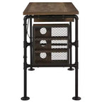 TUYOHW 39.5 Bureau rectangulaire, Bureau d'étude en chêne vieilli avec 3 étagères ouvertes, 1 tiroir, pieds en métal noir, Bureau d'ordinateur moderne pour bureau, maison