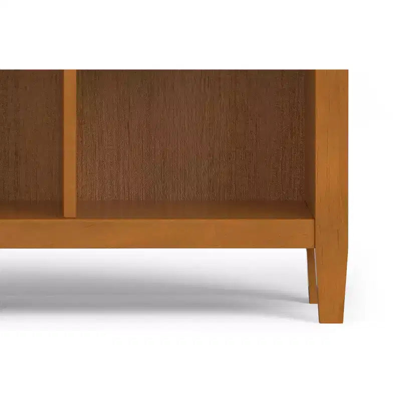Meuble de rangement 9 cases en bois massif Norfolk, style transitoire, 48 po x 44 po, brun doré clair