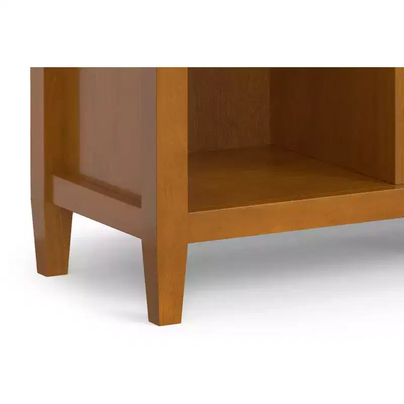 Meuble de rangement 9 cases en bois massif Norfolk, style transitoire, 48 po x 44 po, brun doré clair