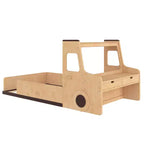 Lit de voiture pour enfants GDFStudio Pei Modern avec tiroirs de rangement, fenêtre et bureau