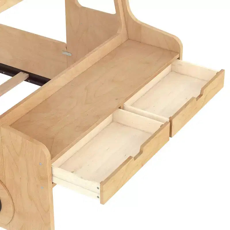 Lit de voiture pour enfants GDFStudio Pei Modern avec tiroirs de rangement, fenêtre et bureau