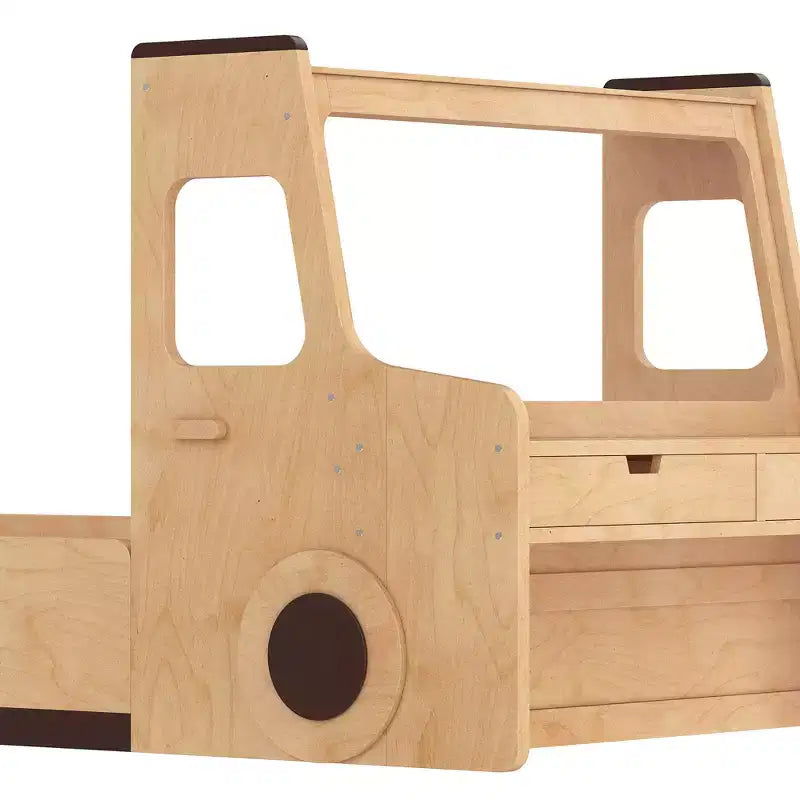 Lit de voiture pour enfants GDFStudio Pei Modern avec tiroirs de rangement, fenêtre et bureau