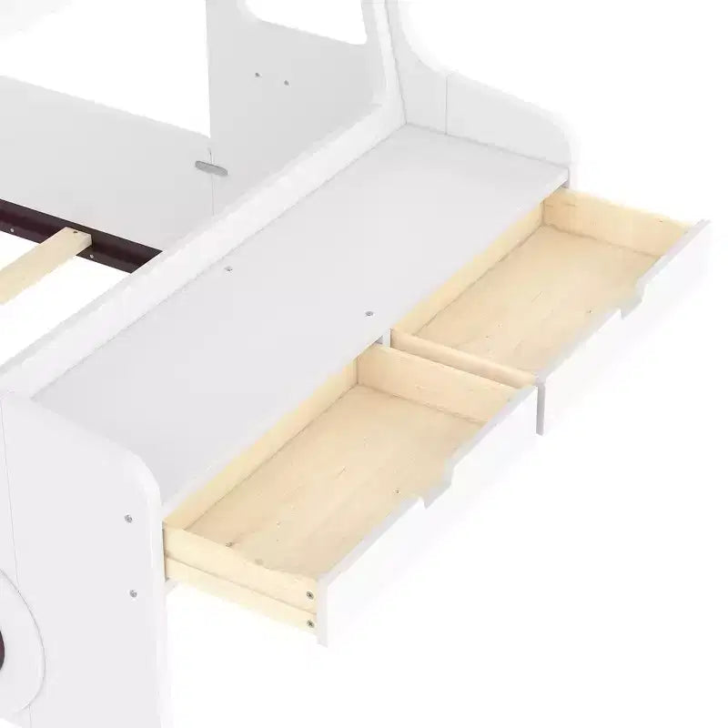 Lit de voiture pour enfants GDFStudio Pei Modern avec tiroirs de rangement, fenêtre et bureau