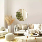 Miroir mural rond moderne en or brossé, miroir décoratif cercle en métal pour salon, salle de bain, cheminée - Panipeachy