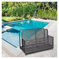 Storage Box, Outdoor Storage Box  Diamond Gray PE Rattan Poolside Organizer with Rolling Wheels Weather-Resistant