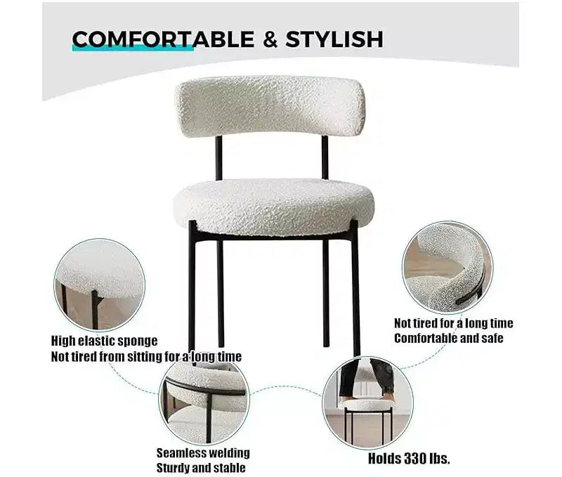 Lot de 2 chaises de salle à manger, chaises en chenille avec dossier moelleux, chaises d'appoint modernes en tissu doux pour salon, cuisine, salle à manger, meubles de maison