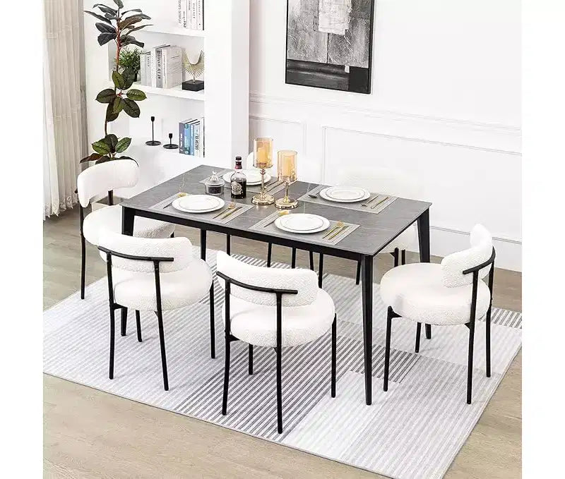 Lot de 2 chaises de salle à manger, chaises en chenille avec dossier moelleux, chaises d'appoint modernes en tissu doux pour salon, cuisine, salle à manger, meubles de maison