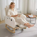 Fauteuil à bascule moderne avec port USB, repose-pieds et pochette latérale – Fauteuil inclinable haut à bascule et coulissant pour salon, chambre à coucher et chambre d'allaitement