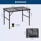 GustoWave Table de Grill Pliante 23,62 x 35,43 x 25,6, Table de Camping Portable, Réglable en Hauteur, pour Camping en Plein Air, Barbecue, Pique-nique, Noir