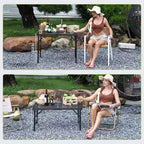 GustoWave Table de Grill Pliante 23,62 x 35,43 x 25,6, Table de Camping Portable, Réglable en Hauteur, pour Camping en Plein Air, Barbecue, Pique-nique, Noir