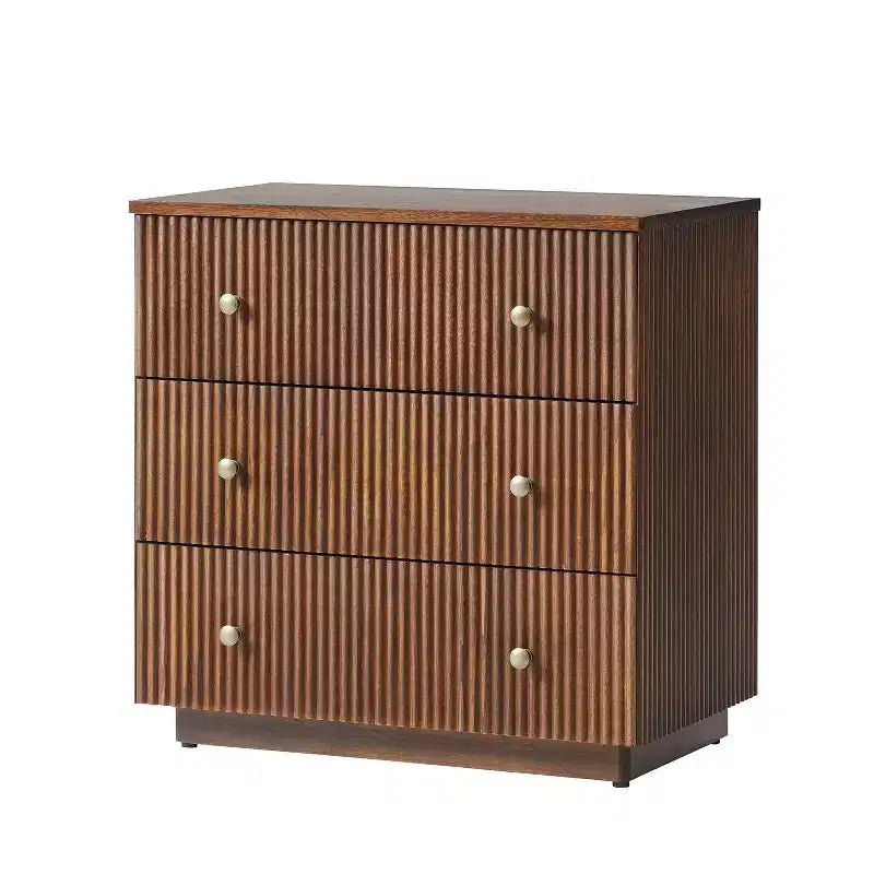 Norbert 3-Drawer Modern End Table with Built-in Charging Station|ART OF LIVING DESIGNS-WALNUT