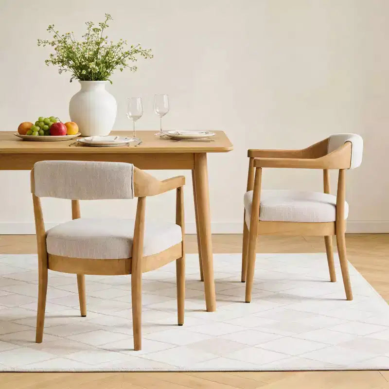 Christopher Knight Home Namjoon Modern Rubberwood Upholstered Dining Chairs with Armrests