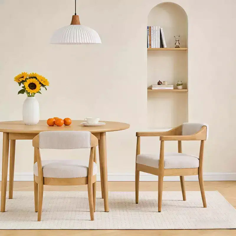 Chaises de salle à manger rembourrées Christopher Knight Home Namjoon modernes en bois d'hévéa avec accoudoirs