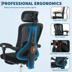 Acekool Fauteuil inclinable ergonomique en maille avec repose-pieds, réglage lombaire et appui-tête, pour bureau à domicile et salle de jeux