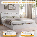 Cadre de lit Acekool avec tête de lit de rangement et pied de lit surélevé, lit plateforme bas en bois pour chambre à coucher