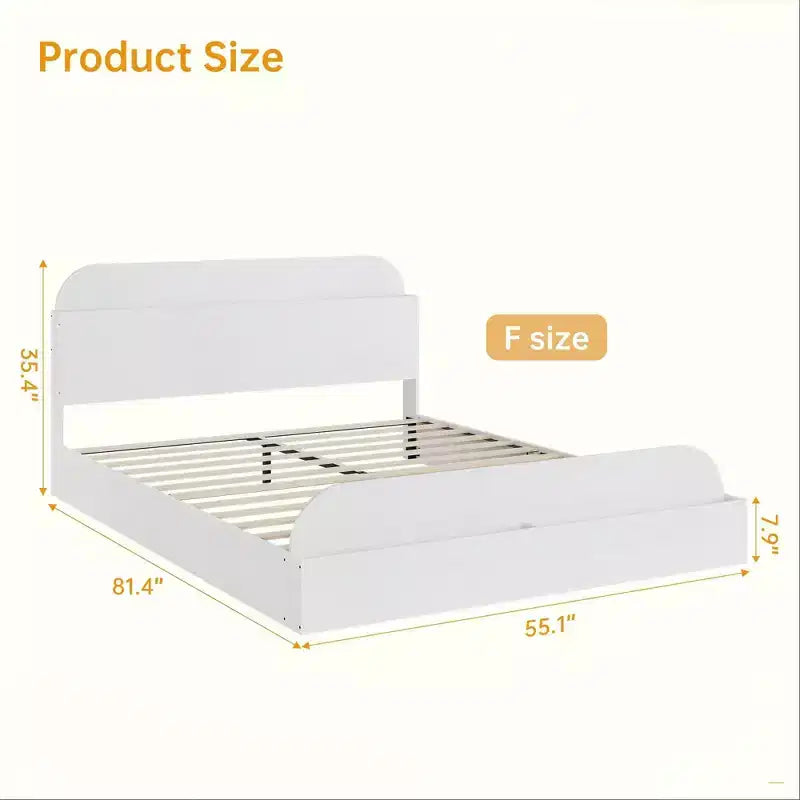 Cadre de lit Acekool avec tête de lit de rangement et pied de lit surélevé, lit plateforme bas en bois pour chambre à coucher