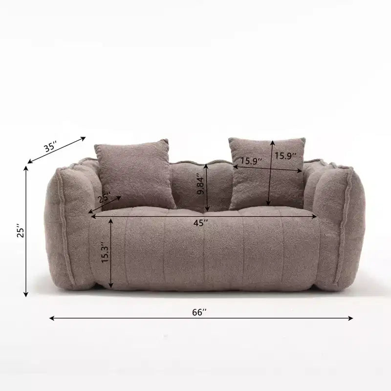 Soft Bean Bag Chair with High-Resilient Foam, Square Lazy Sofa with Footstool, Cover for Adults for Gaming, Reading, or Watching TV